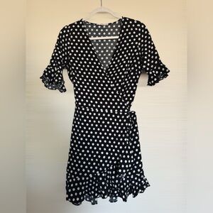 Elodie Black and White Polka Dot Midi Dress